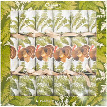 Caspari Turkey Among Ferns Celebration Crackers - includes 6 Celebration Crackers